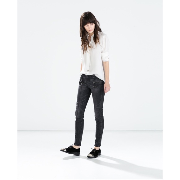 Zara Jean Dark Wash Double Zip Low Rise - Picture 2 of 2